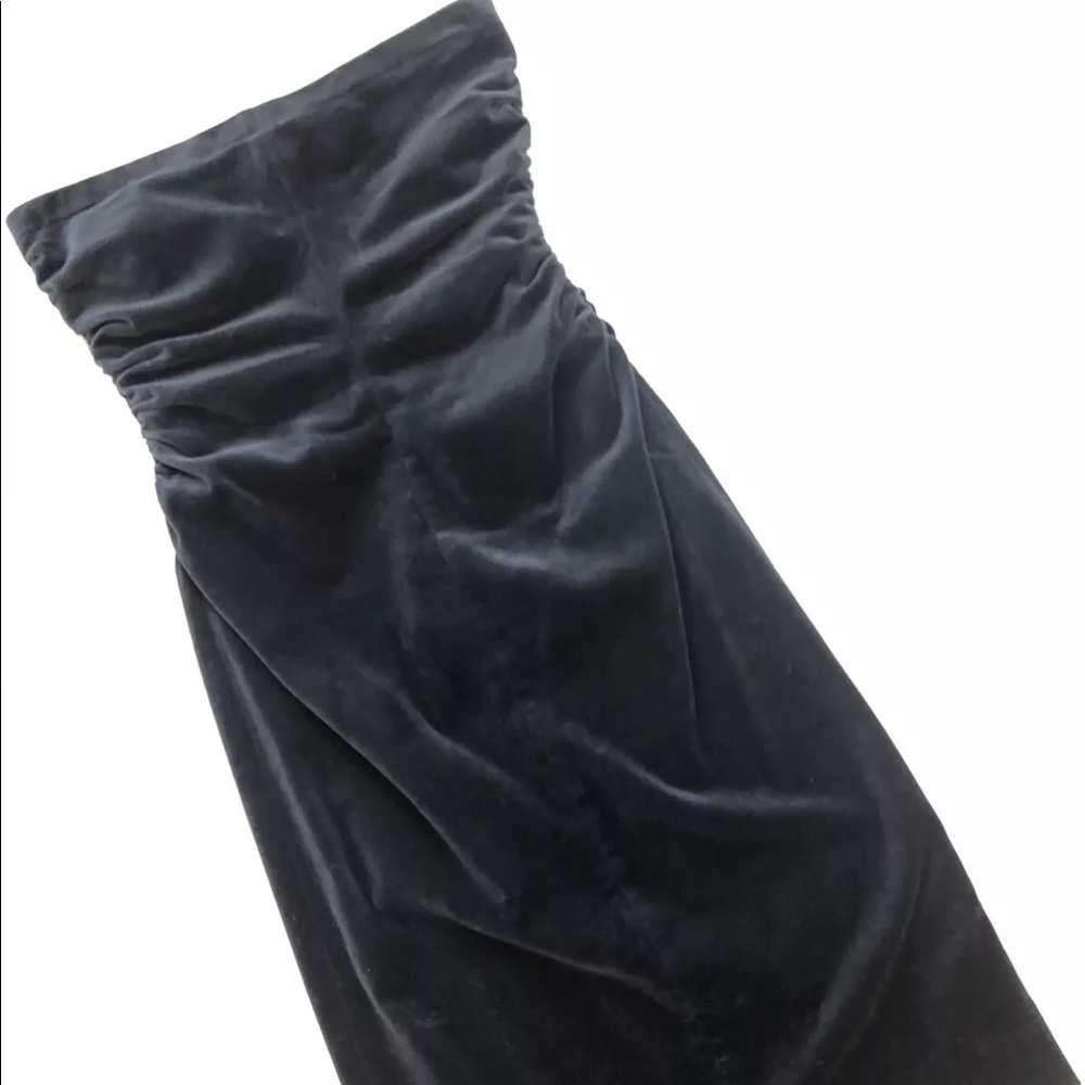 THEORY Navy Blue Strapless Velvet Look Dress